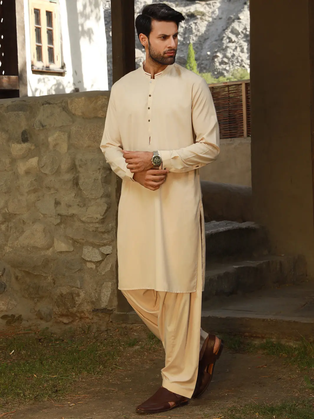 Cream Kameez Shalwar - Al-Ks-2746 1