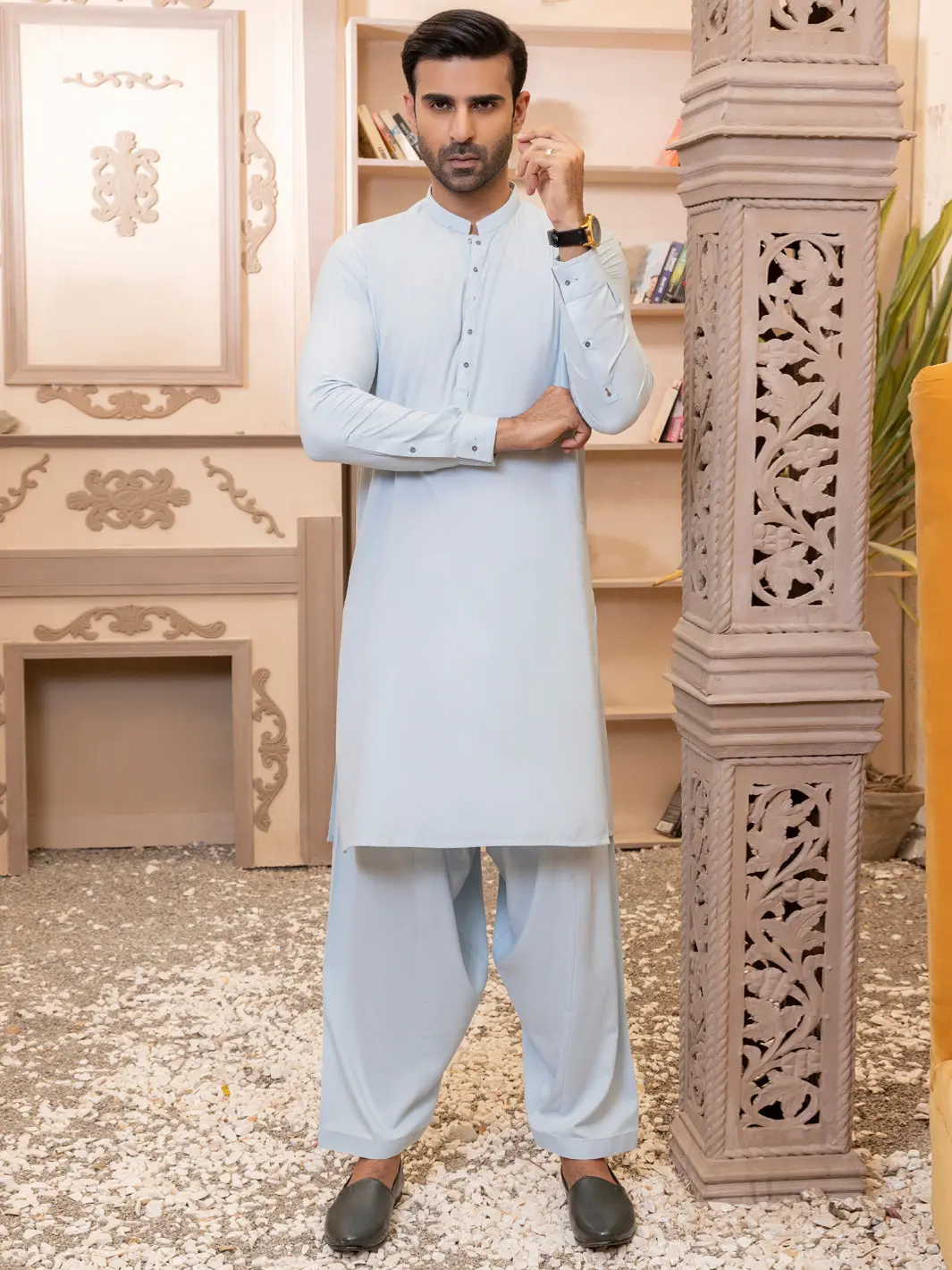 Light Blue Kameez Shalwar - Al-Ks-2754 1