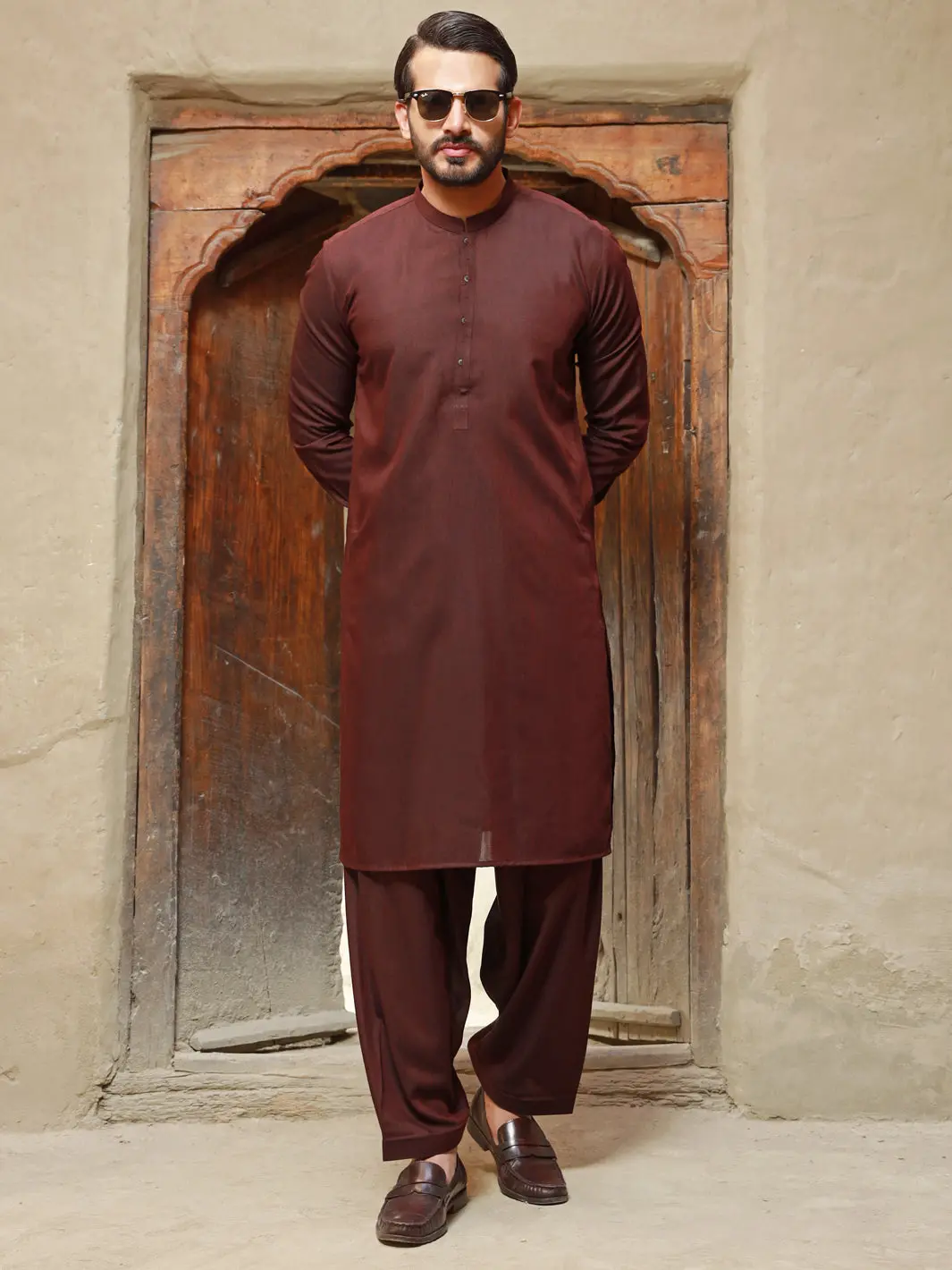 Maroon Kameez Shalwar - Al-Ks-2756 1