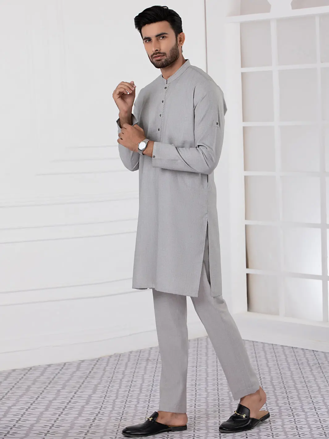Grey Kurta Blended Trouser - Al-Kt-2758 1