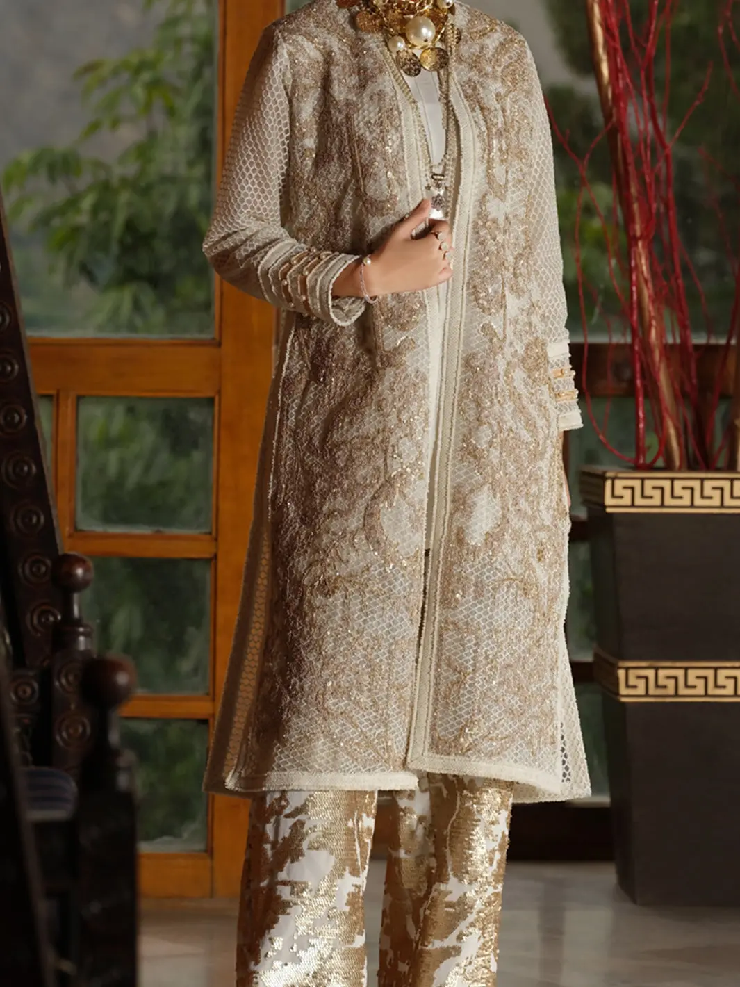 White Net 2Pc Formal Suit - Ls-276 1
