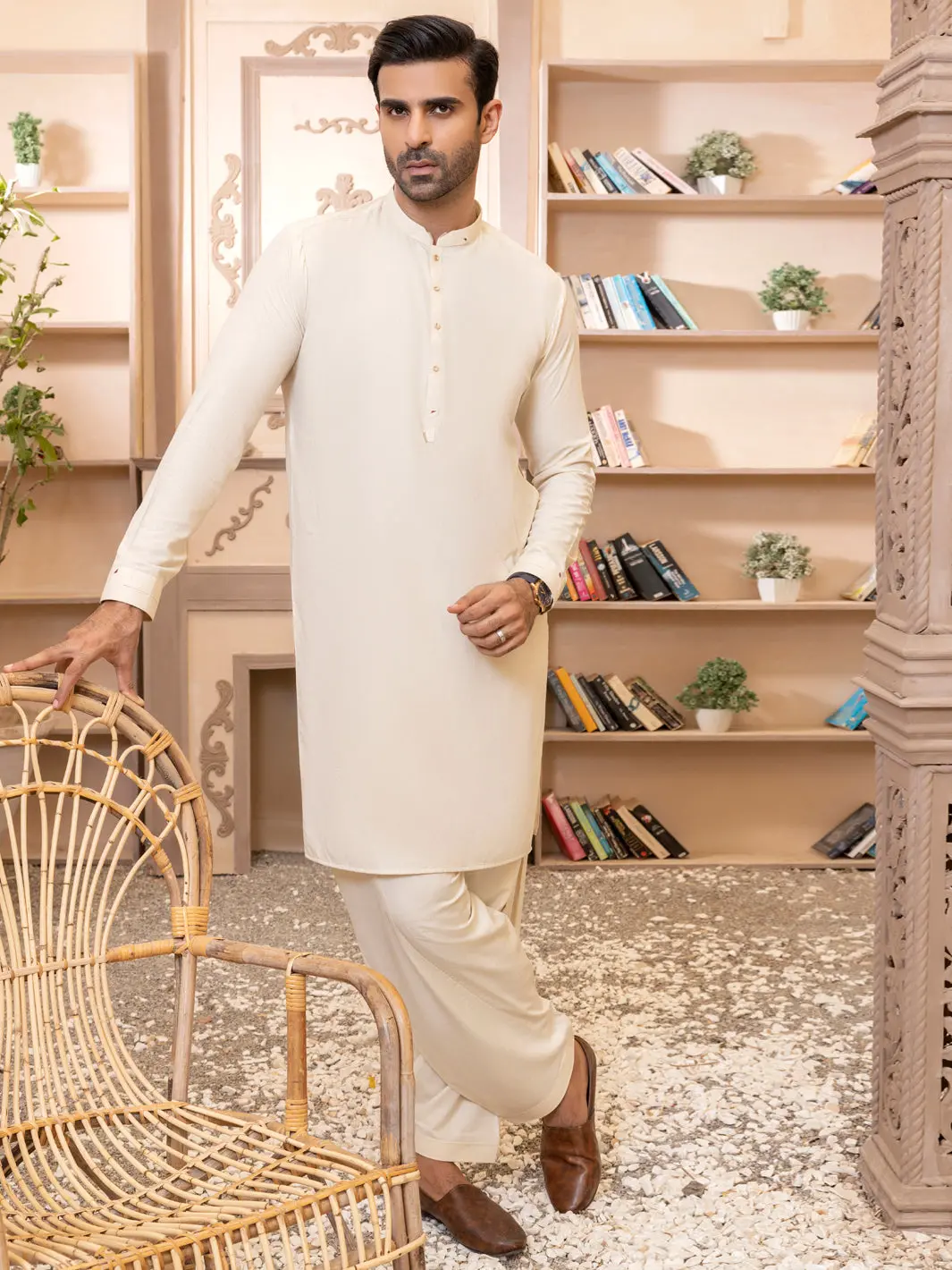 Cream Kameez Shalwar - Al-Ks-2765 1