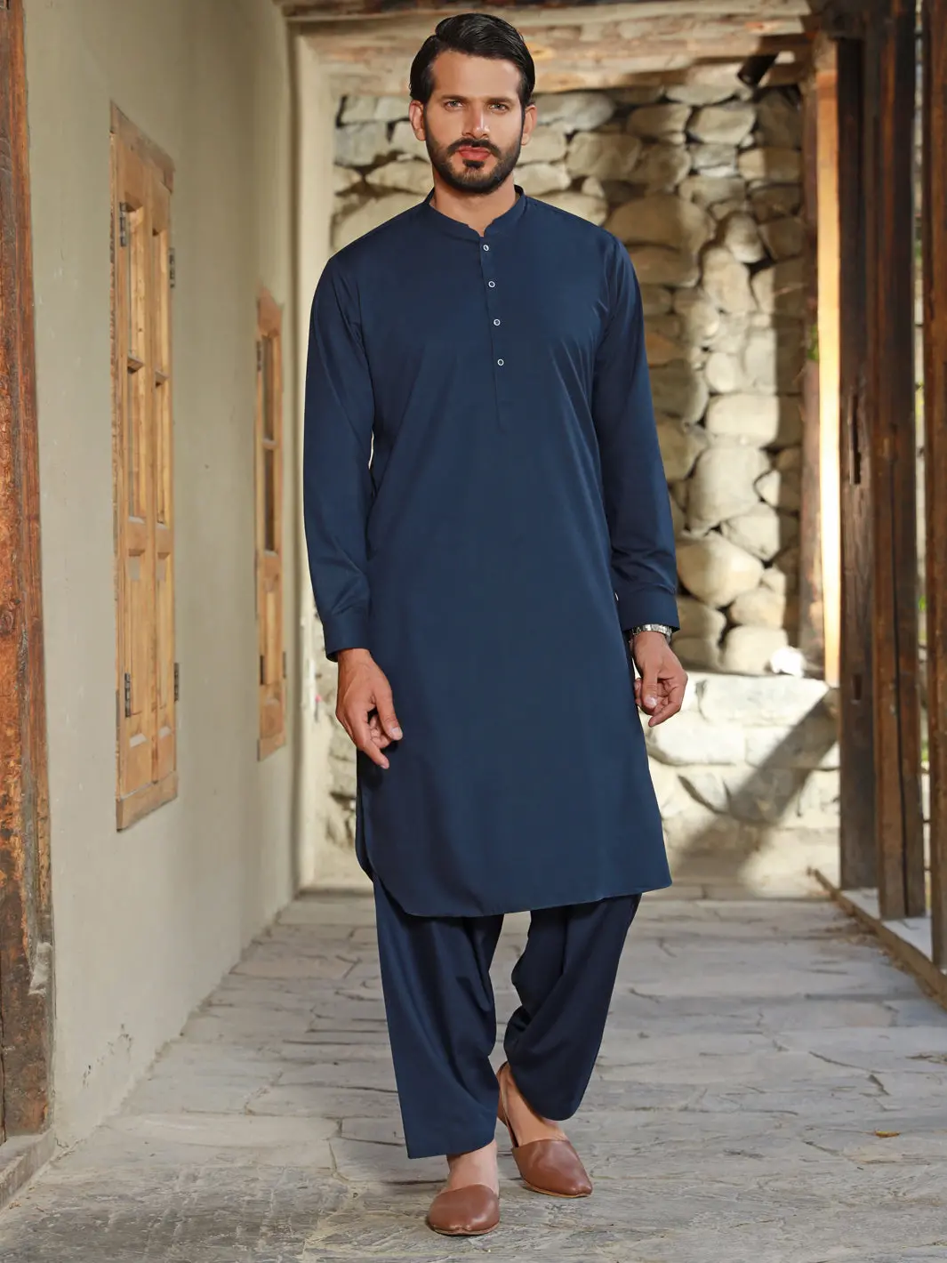 Navy Blue Kameez Shalwar - Al-Ks-2768 1