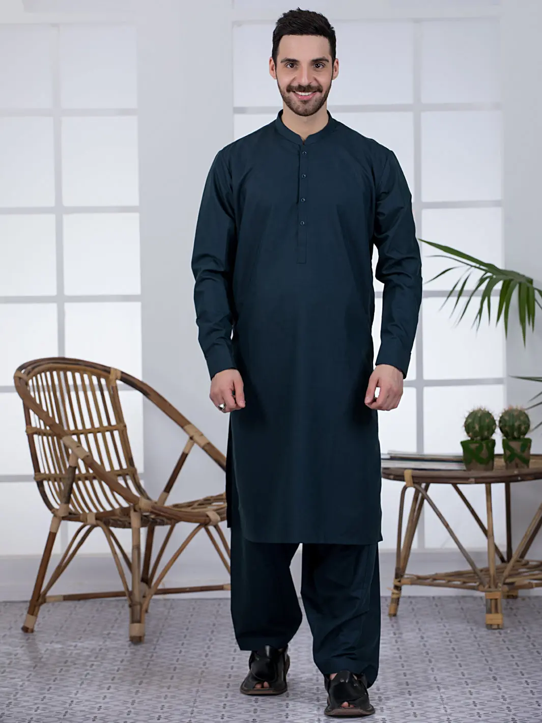 Dark Green Kameez Shalwar -Al-Ks-2769 1