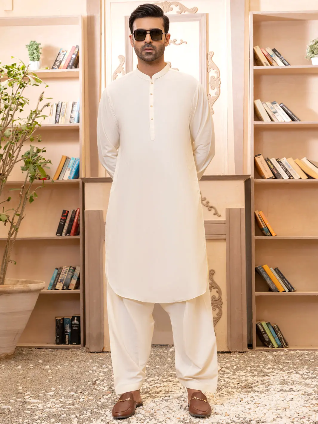 Off White Kameez Shalwar - Al-Ks-2771 1