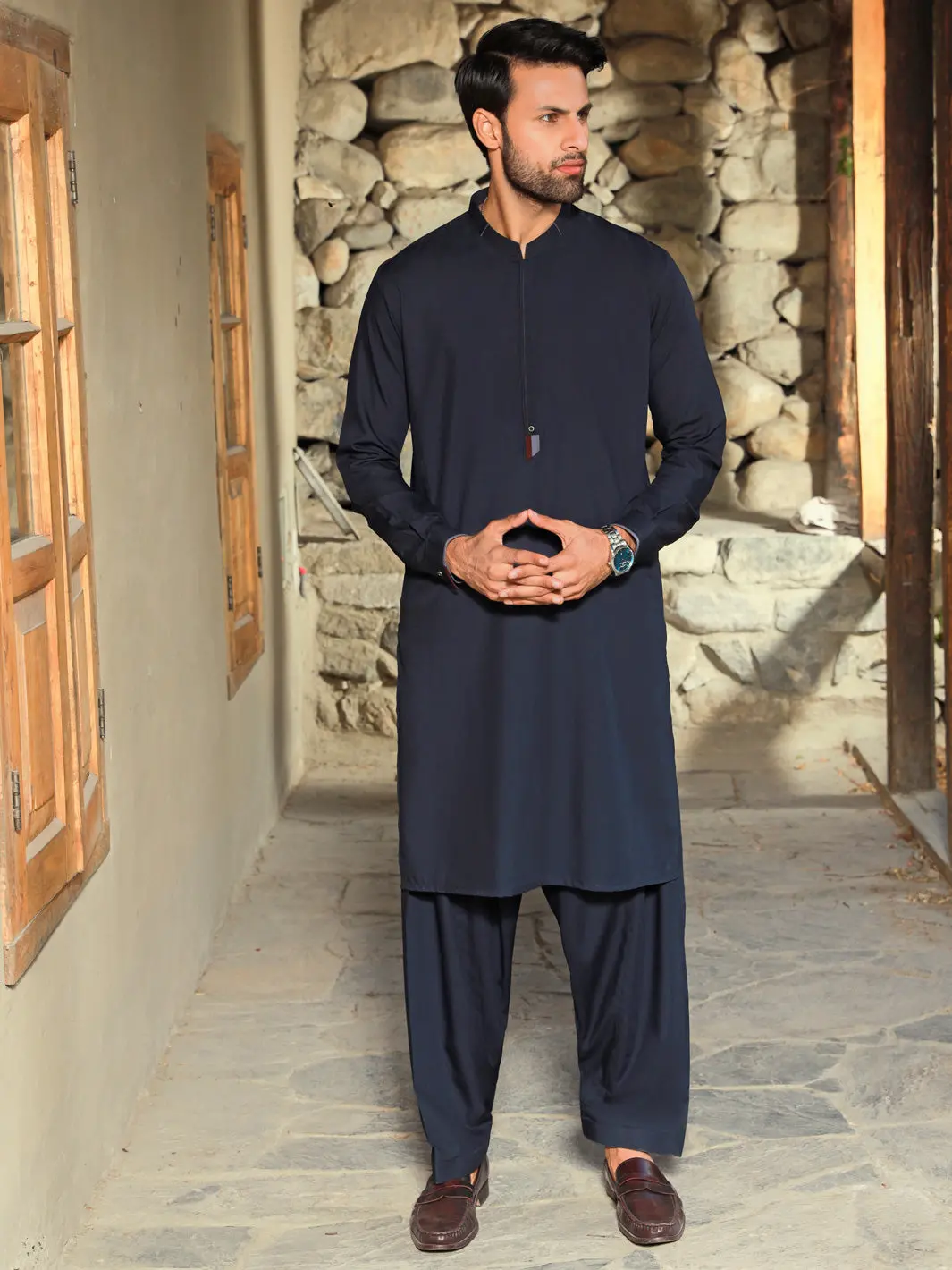 Navy Blue Kameez Shalwar - Al-Ks-2774 1