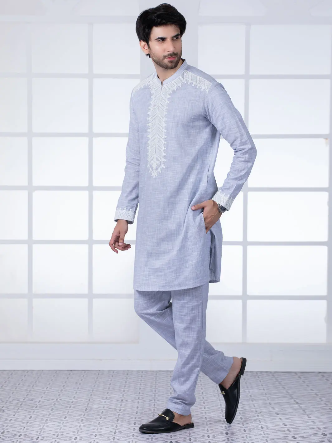 Light Grey Cotton Kurta Trouser - Al-Kt-2801A 1