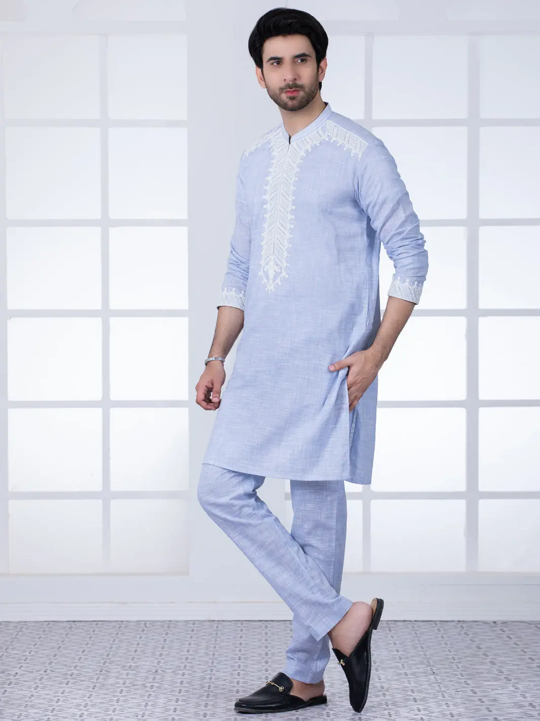 Light Blue Cotton Kurta Trouser - Al-Kt-2801B 1