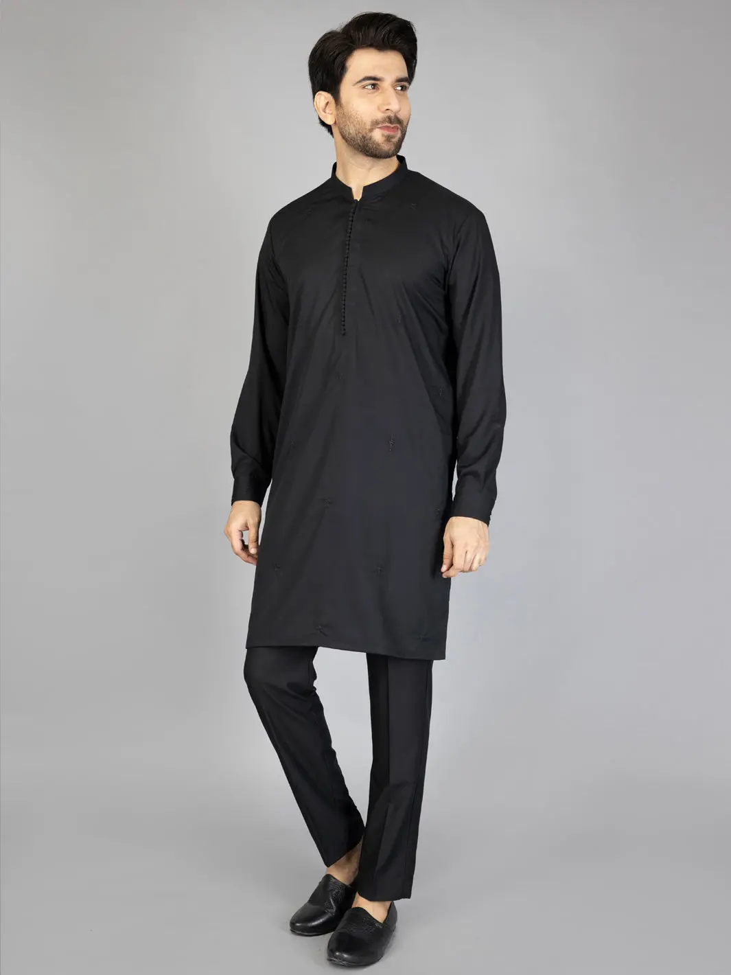 Black Blended Kurta Trouser - Al-Kt-2812 1