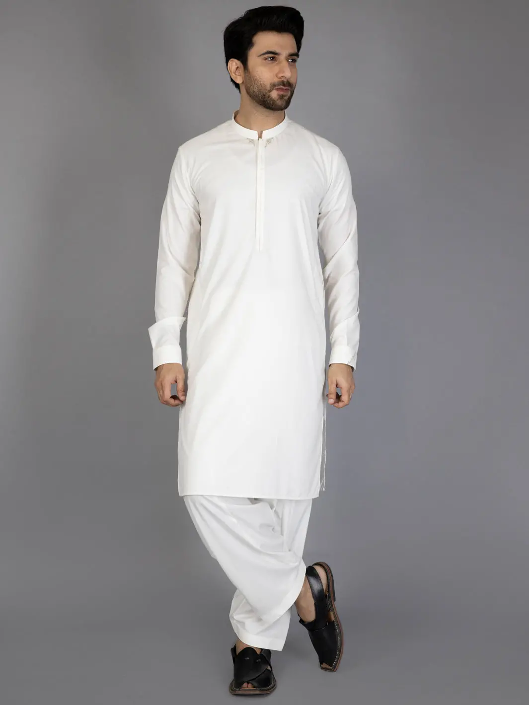 Off White Blended Kameez Shalwar - Al-Ks-2816 1