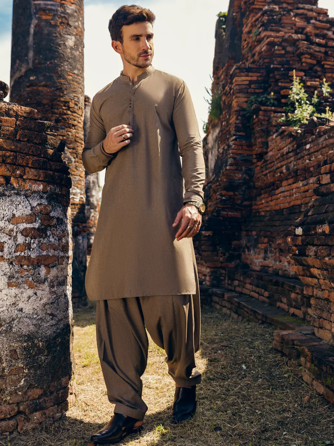 Brown Kameez Shalwar - Al-Ks-2818 1