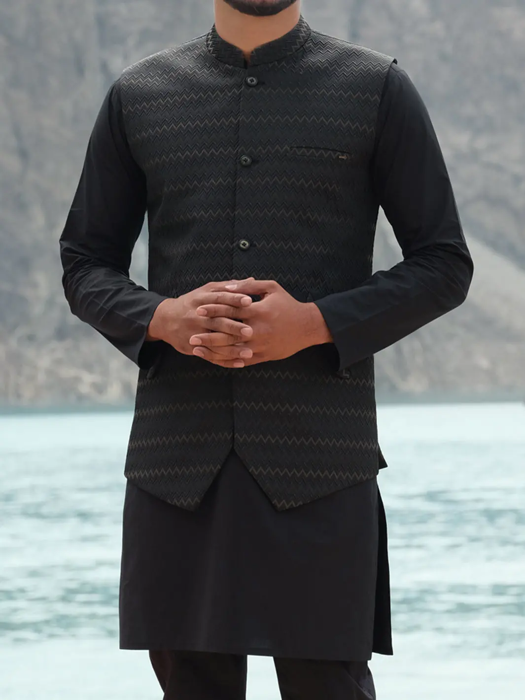 Black Blended Waistcoat - Wc-283 1
