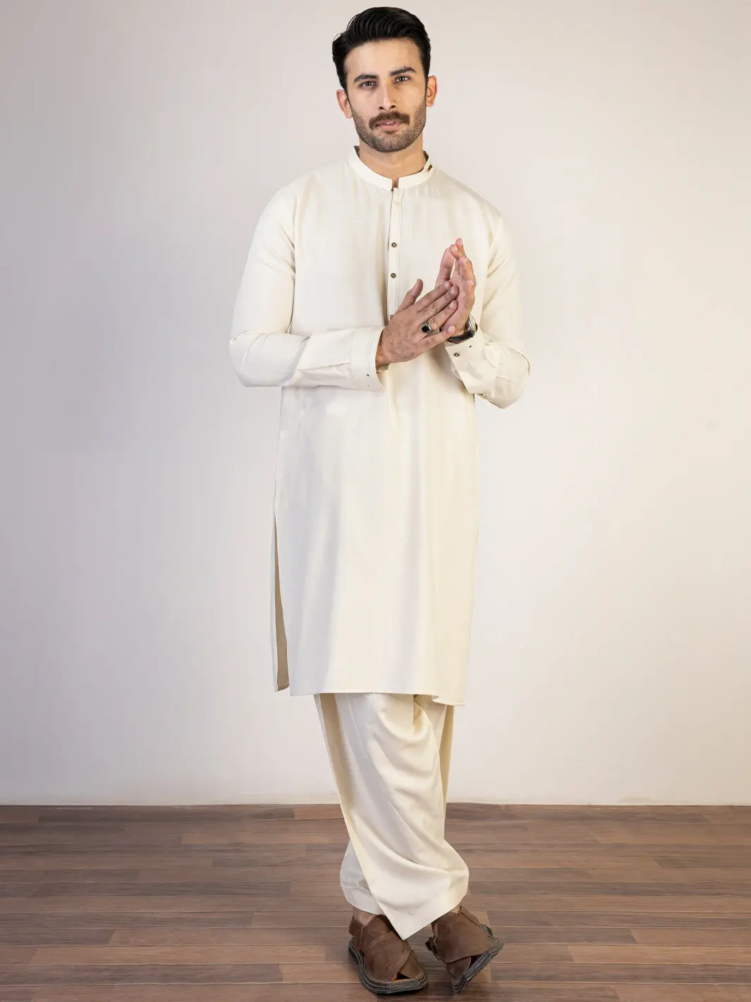 Cream Kameez Shalwar - Al-Ks-2833 1