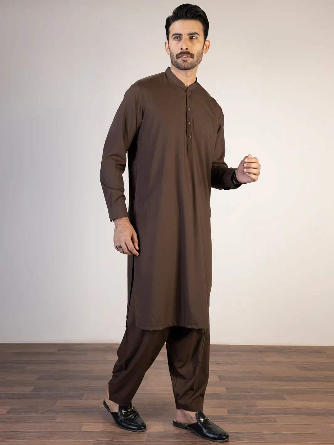 Brown Kameez Shalwar - Al-Ks-2840B 1