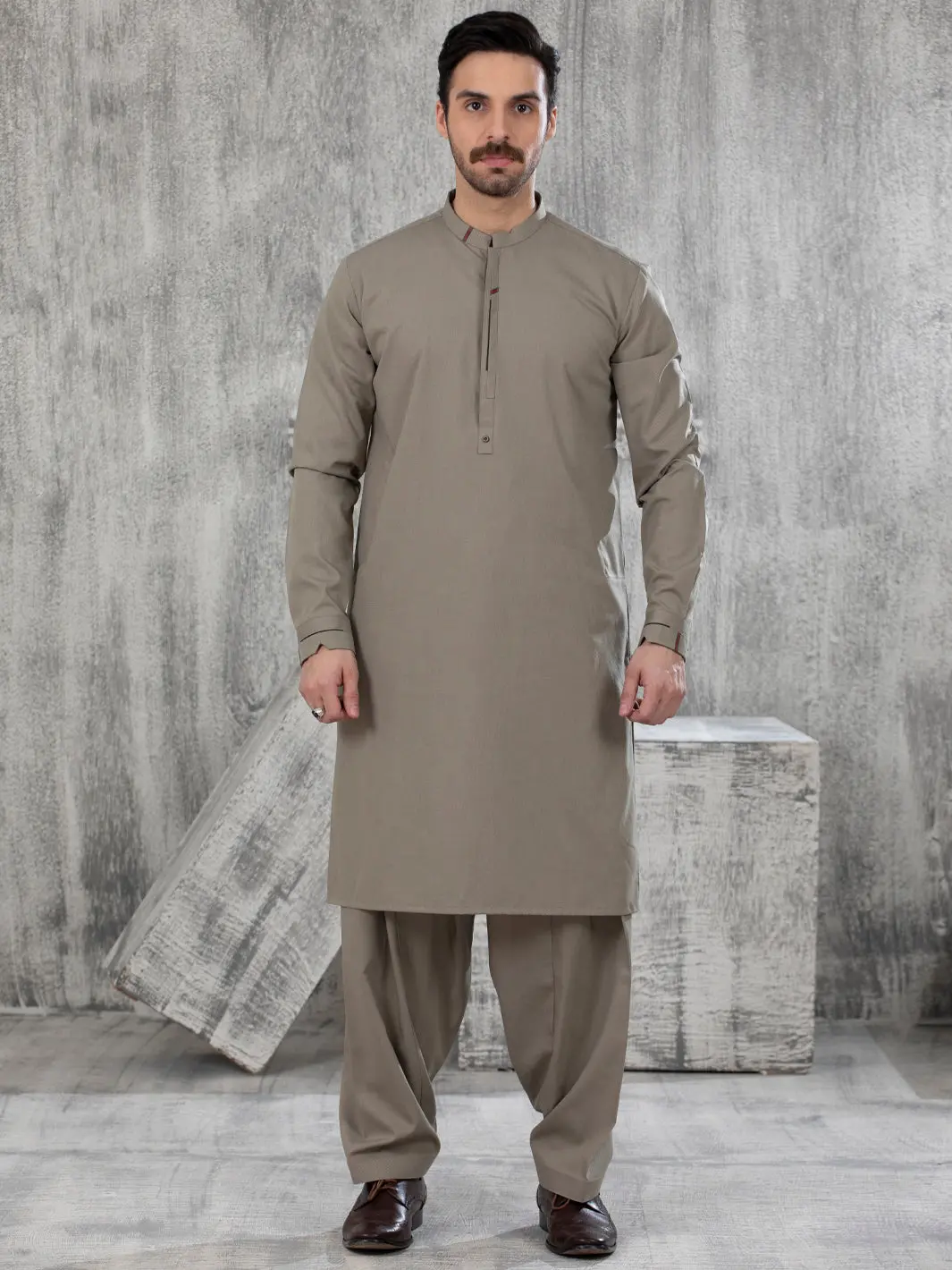 Green Blended Kameez Shalwar - Al-Ks-2843 1