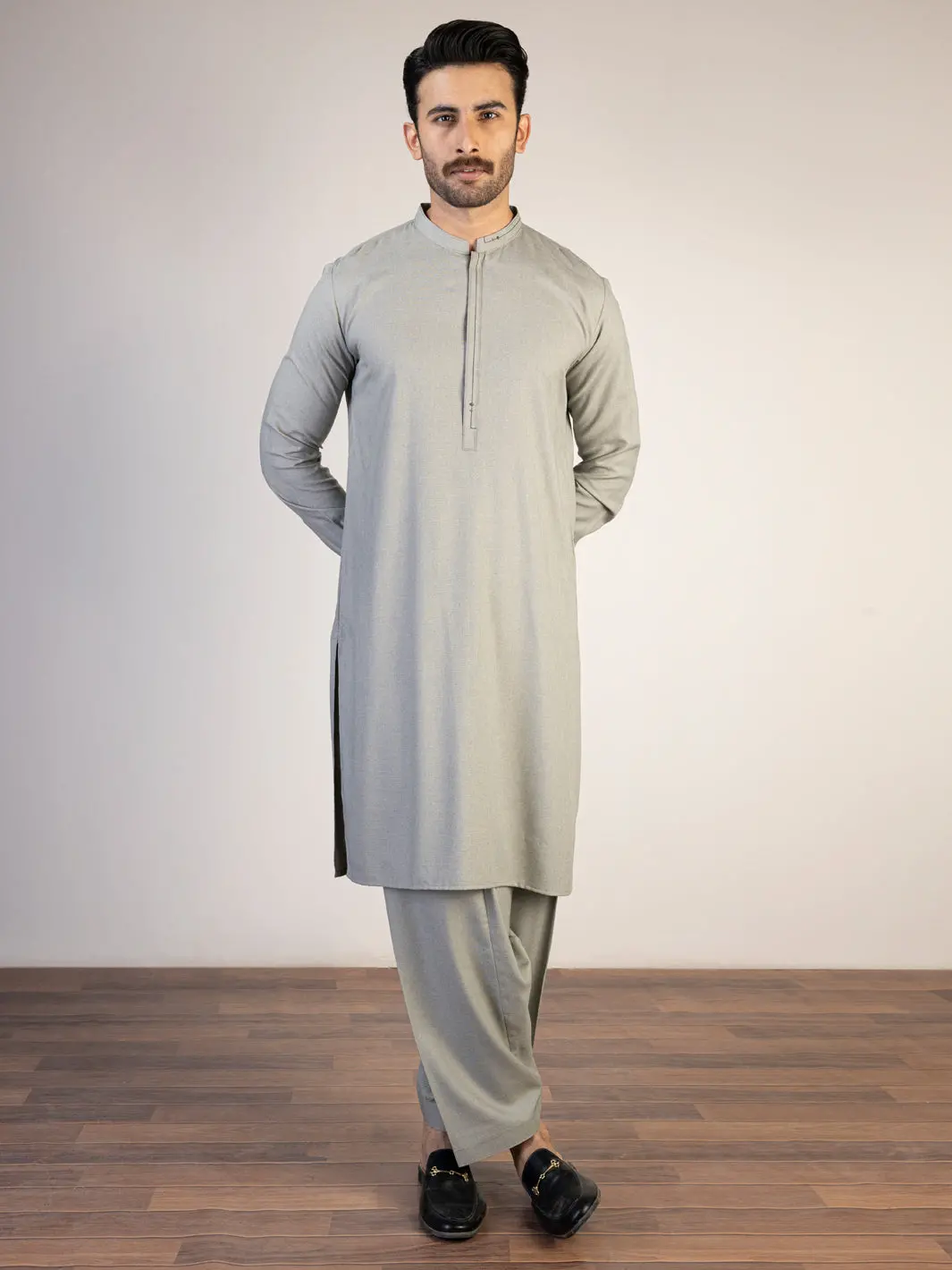 Light Green Kameez Shalwar - Al-Ks-2854 1