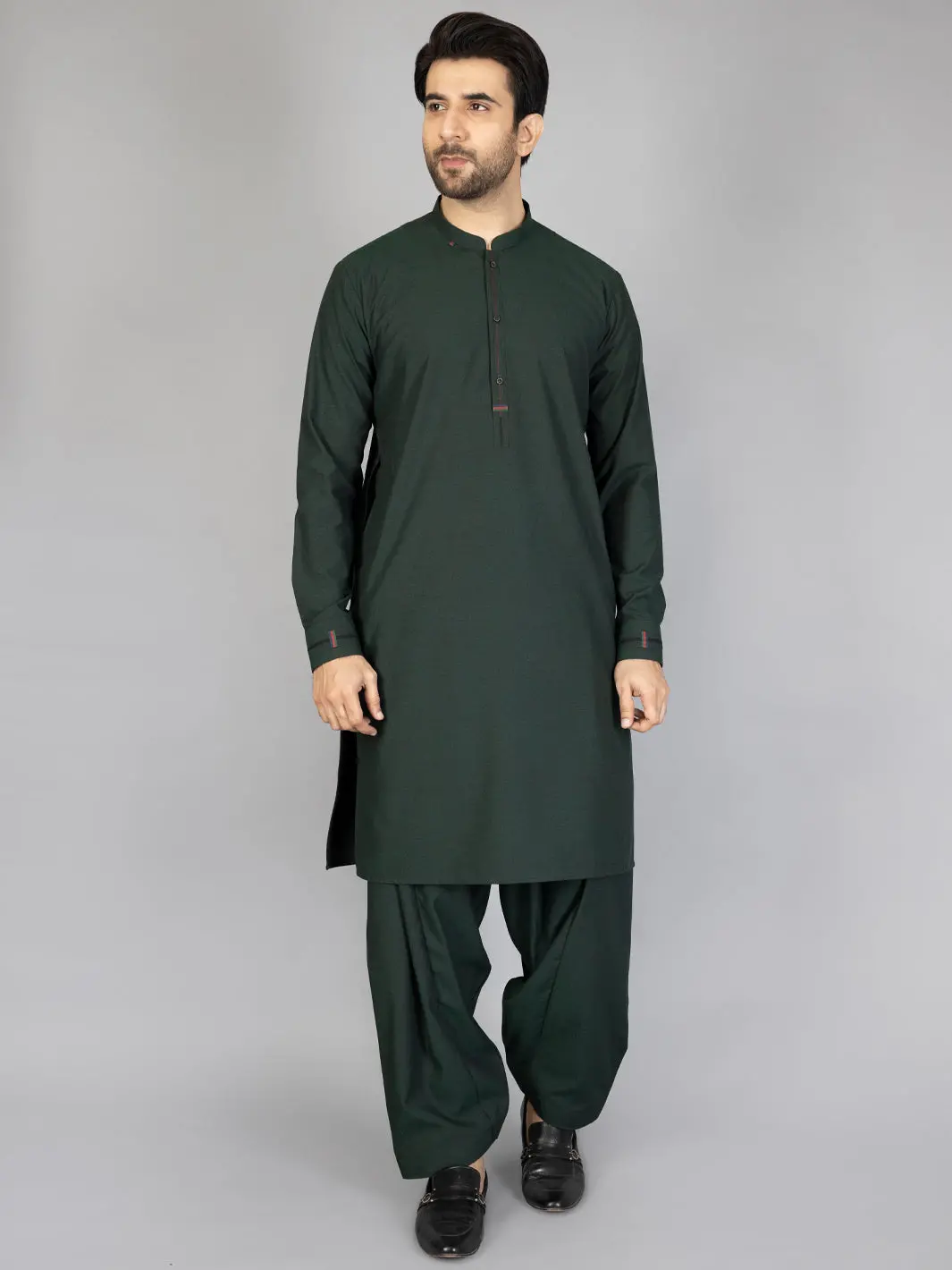 Green Blended Kameez Shalwar - Al-Ks-2862 1