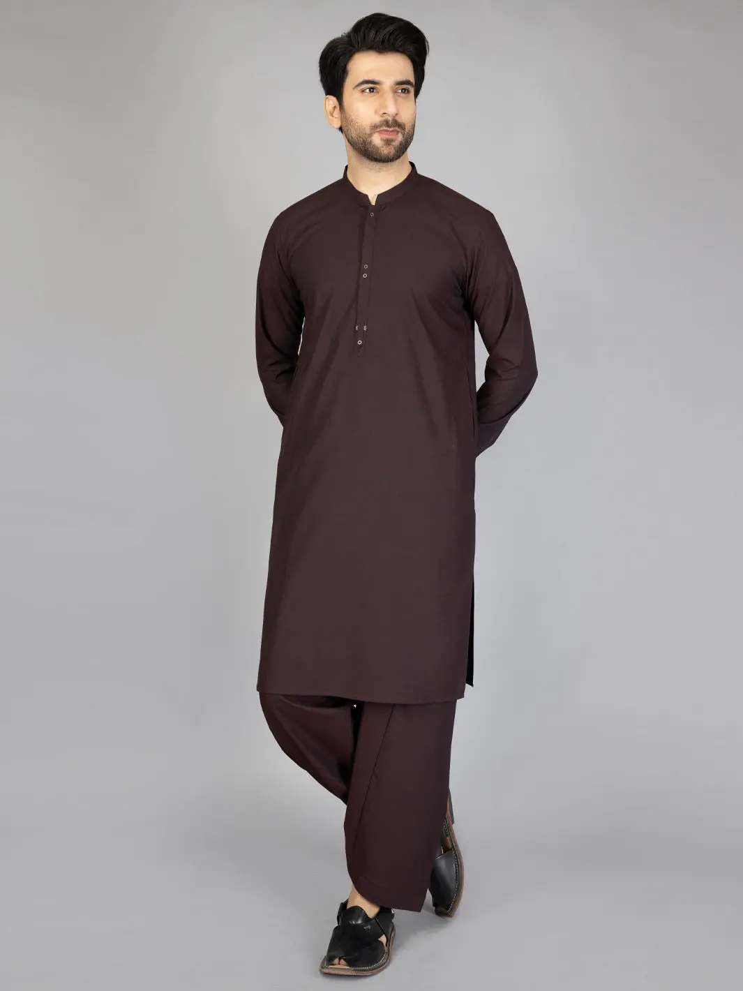Maroon Blended Kameez Shalwar - Al-Ks-2868 1