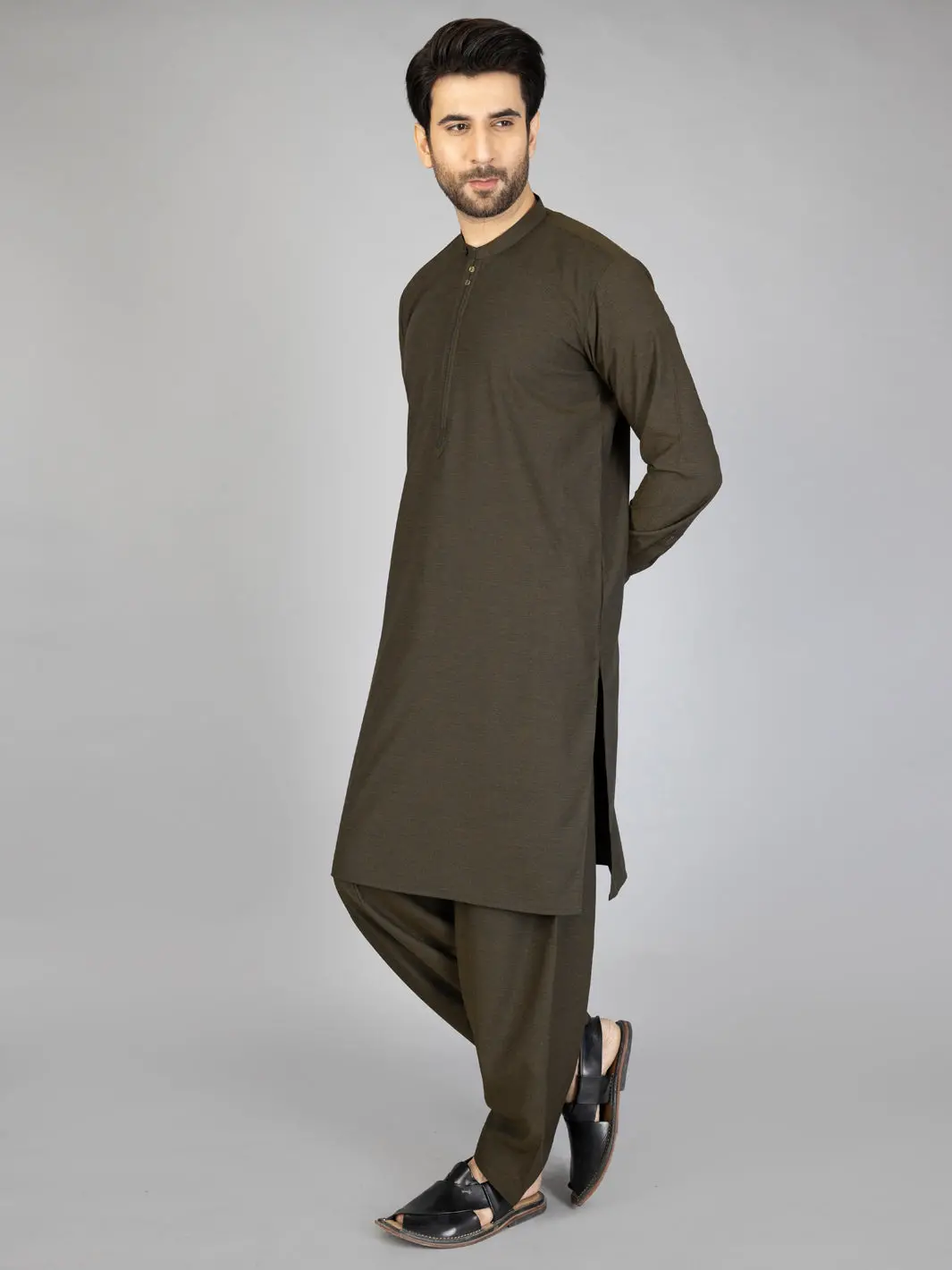 Green Blended Kameez Shalwar - Al-Ks-2873 1