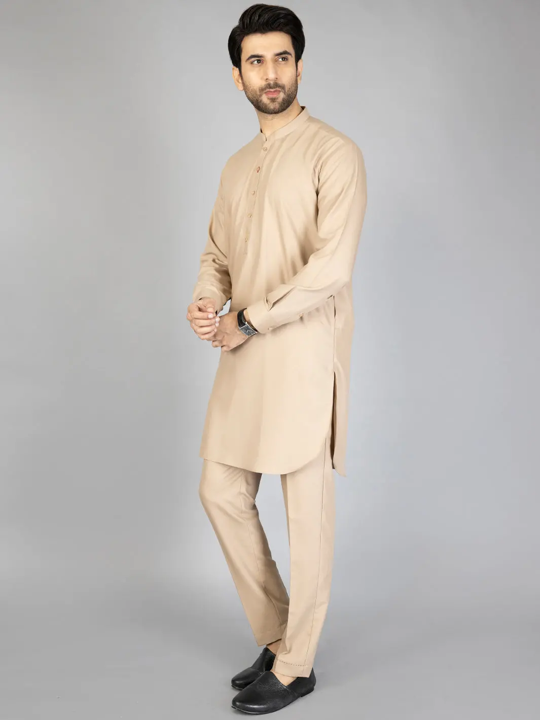 Beige Blended Kurta Trouser - Al-Kt-2875 1