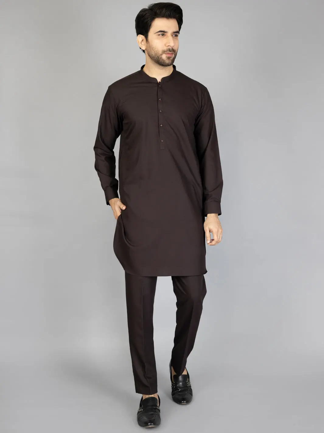 Dark Brown Blended Kurta Trouser - Al-Kt-2878 1