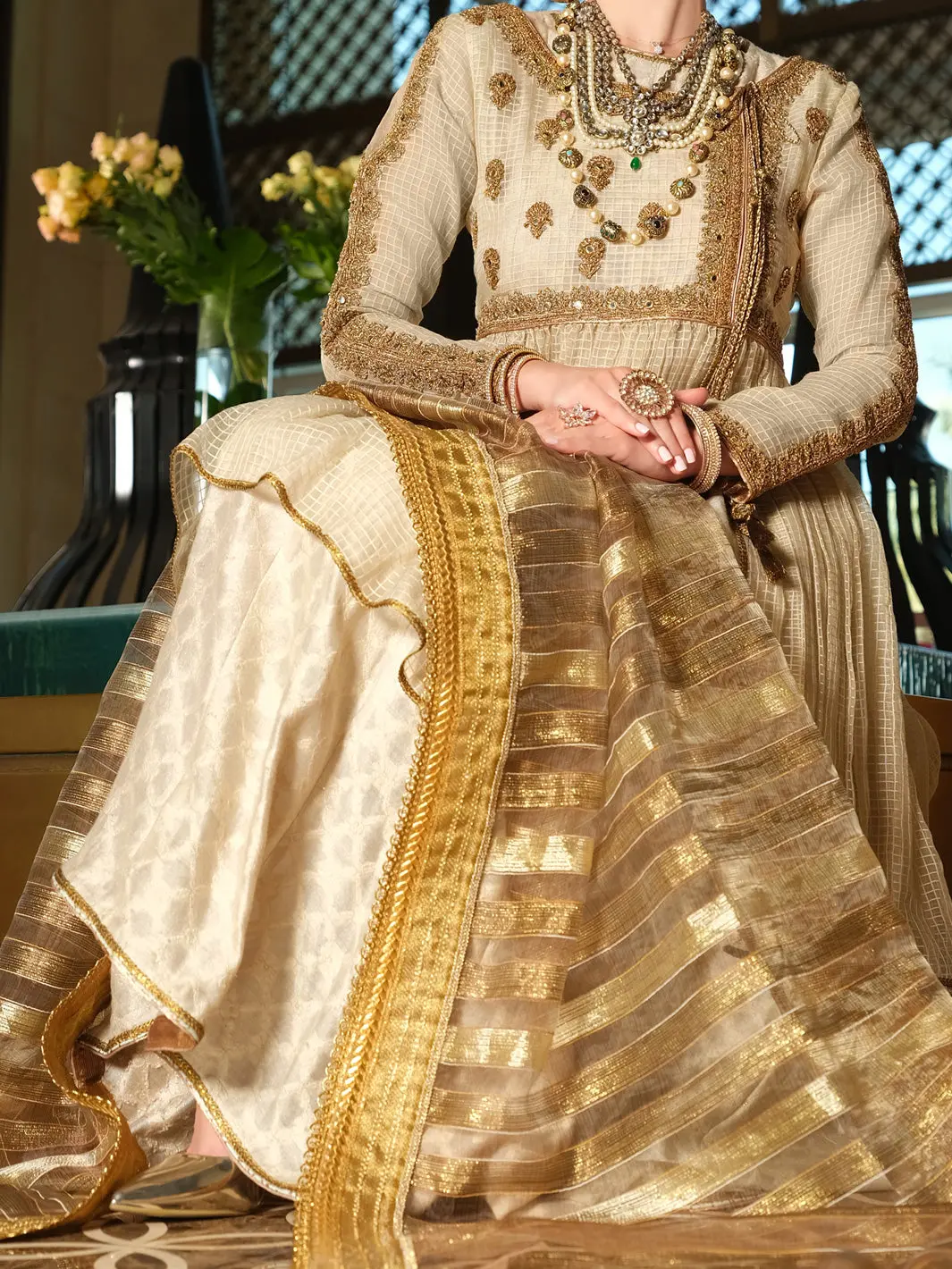 Beige Organza 3 Piece Formal - Al-3Ps-Ls-287 1