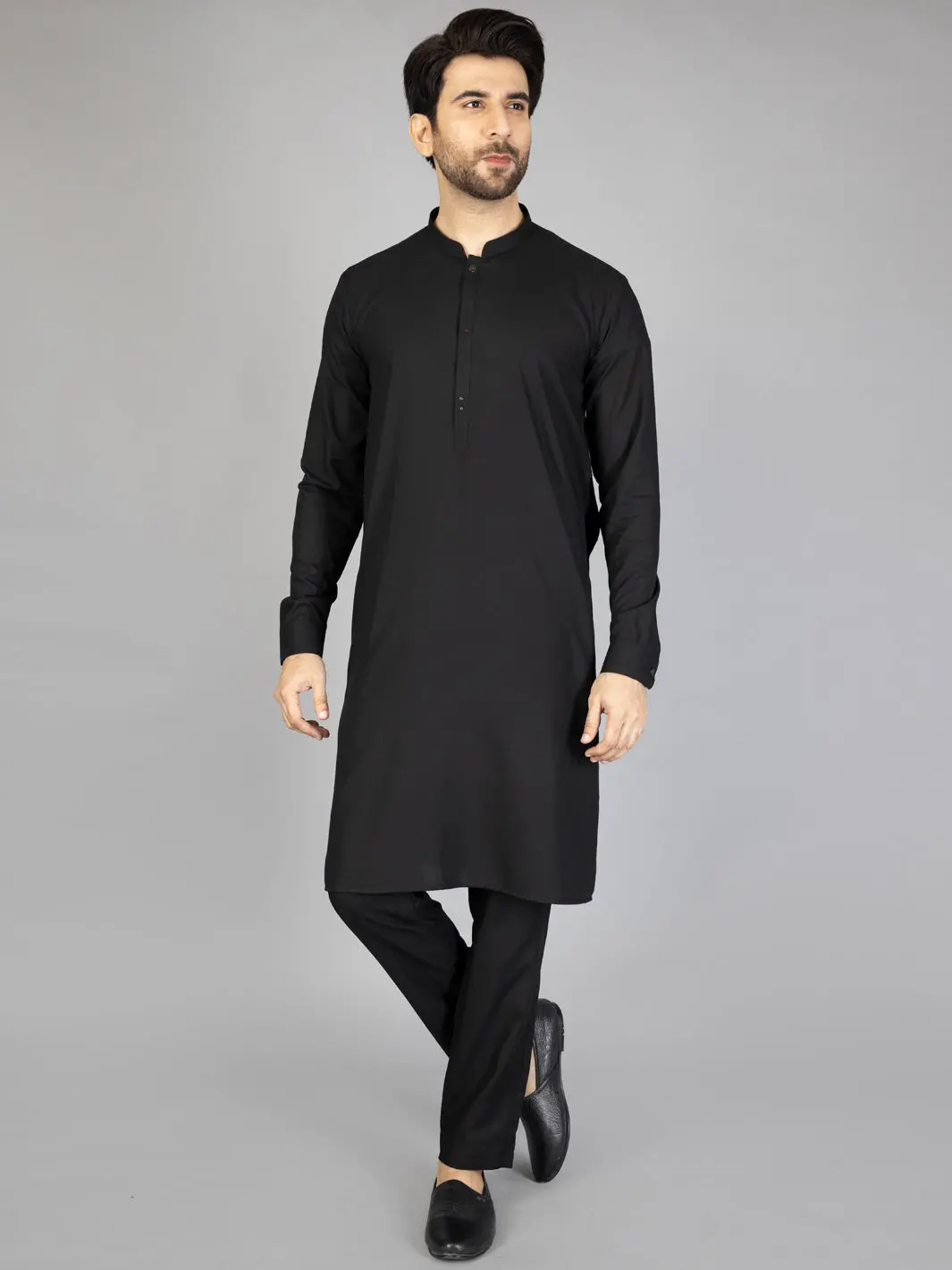 Black Blended Kurta Trouser - Al-Kt-2880 1