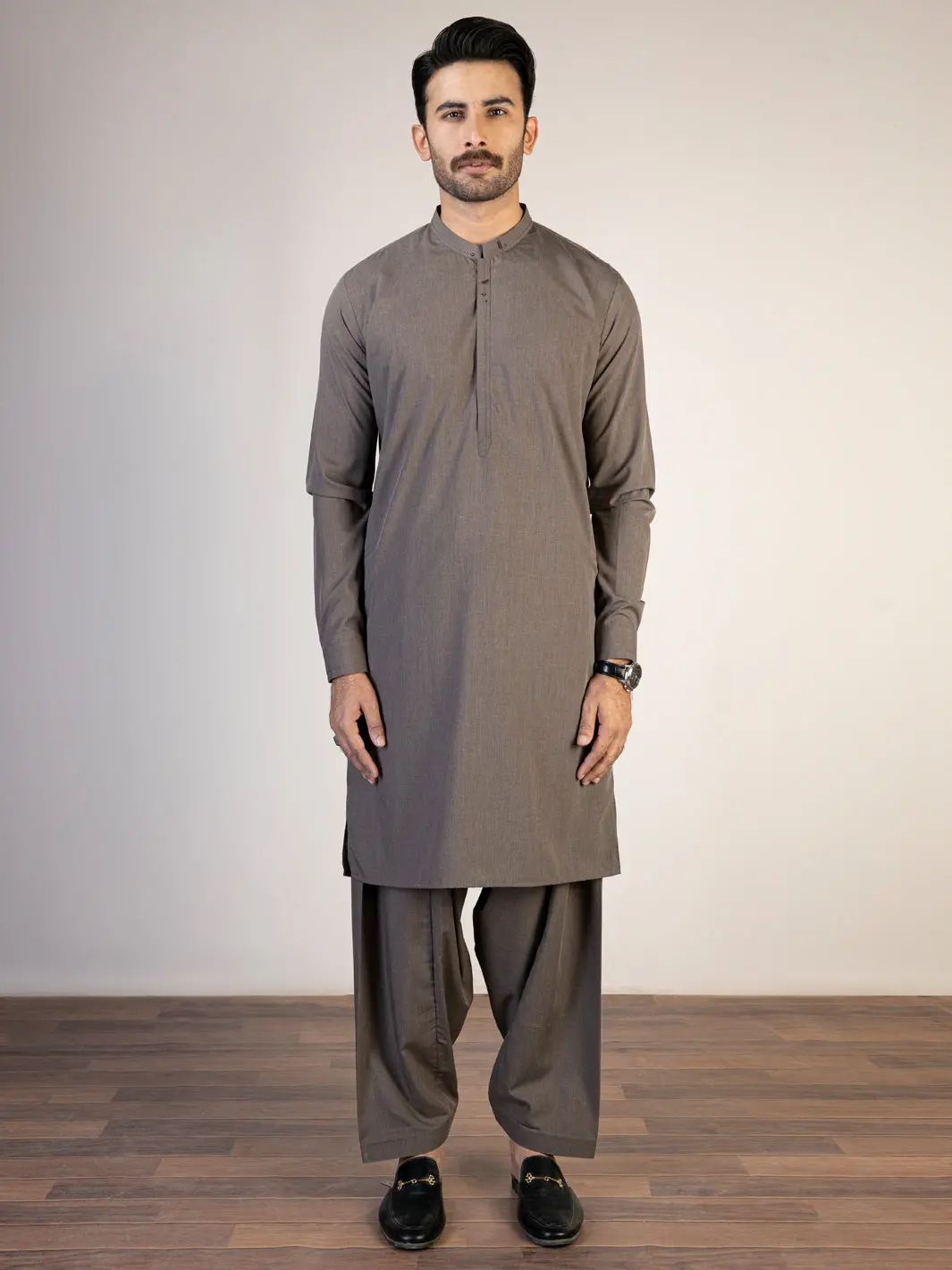 Brown Blended Kameez Shalwar - Al-Ks-2882 1