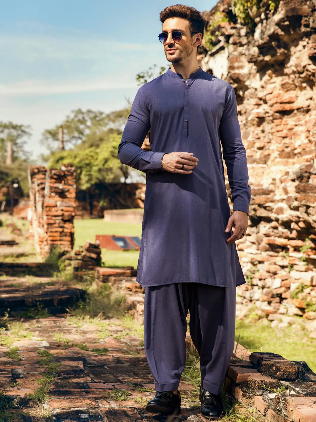 Blue Kameez Shalwar - Al-Ks-2883 1