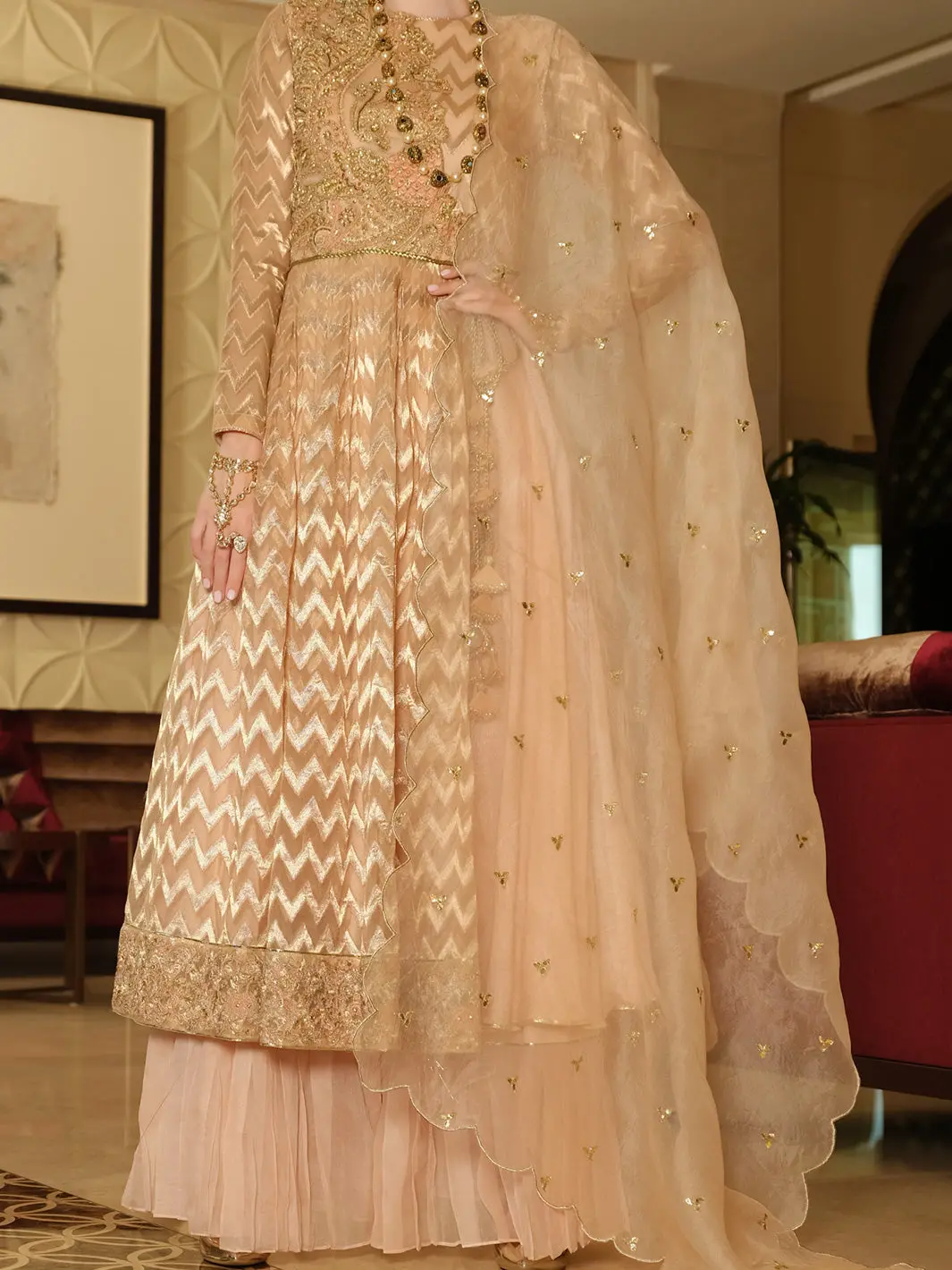 Peach Organza 3 Piece Formal - Al-3Ps-Ls-291 1