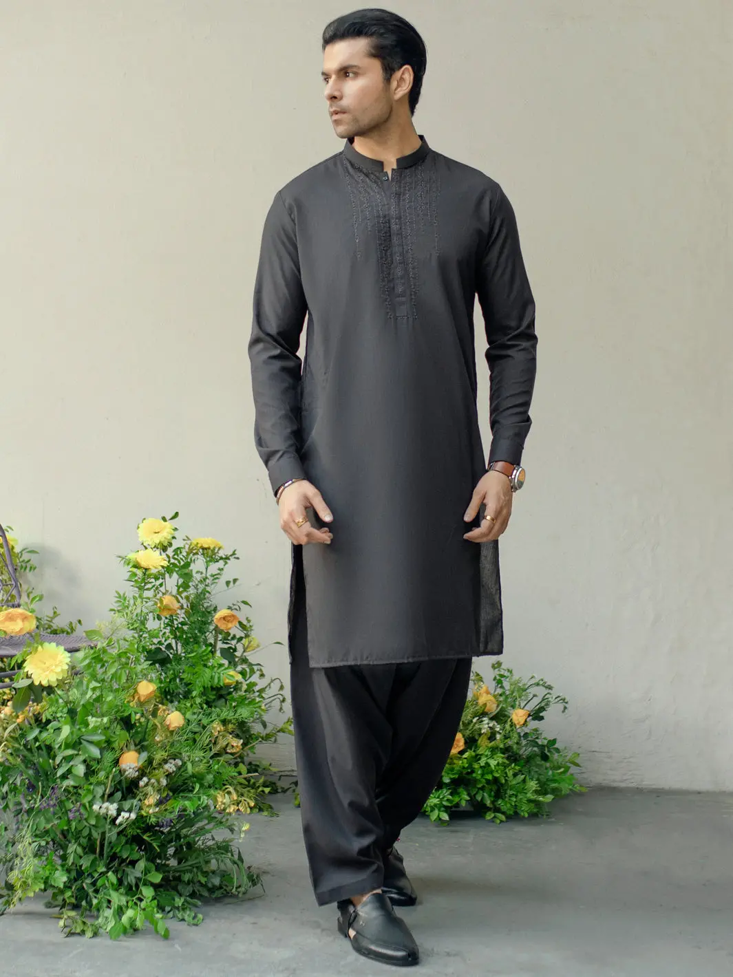 Dark Brown Kameez Shalwar - Al-Ks-2927 1