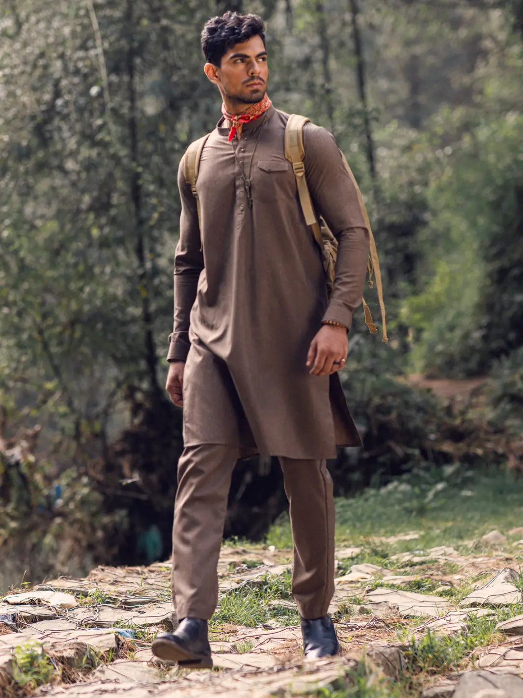 Brown Kurta Trousers - Al-Kt-2936 1