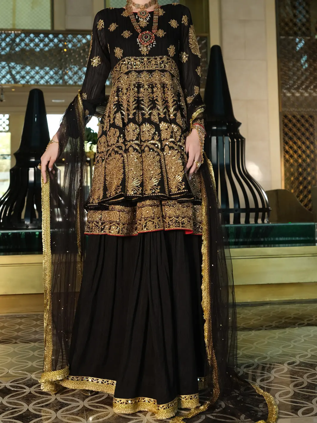Black Net 3 Piece Formal - Al-3Ps-Ls-294 1