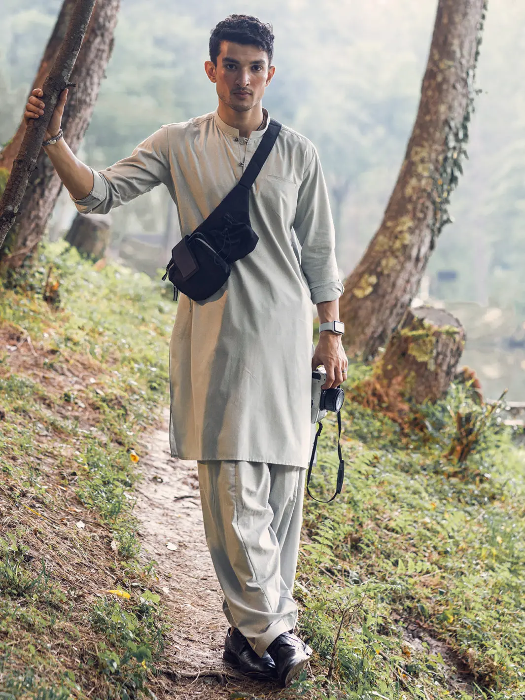 Light Grey Kameez Shalwar - Al-Ks-2952 1