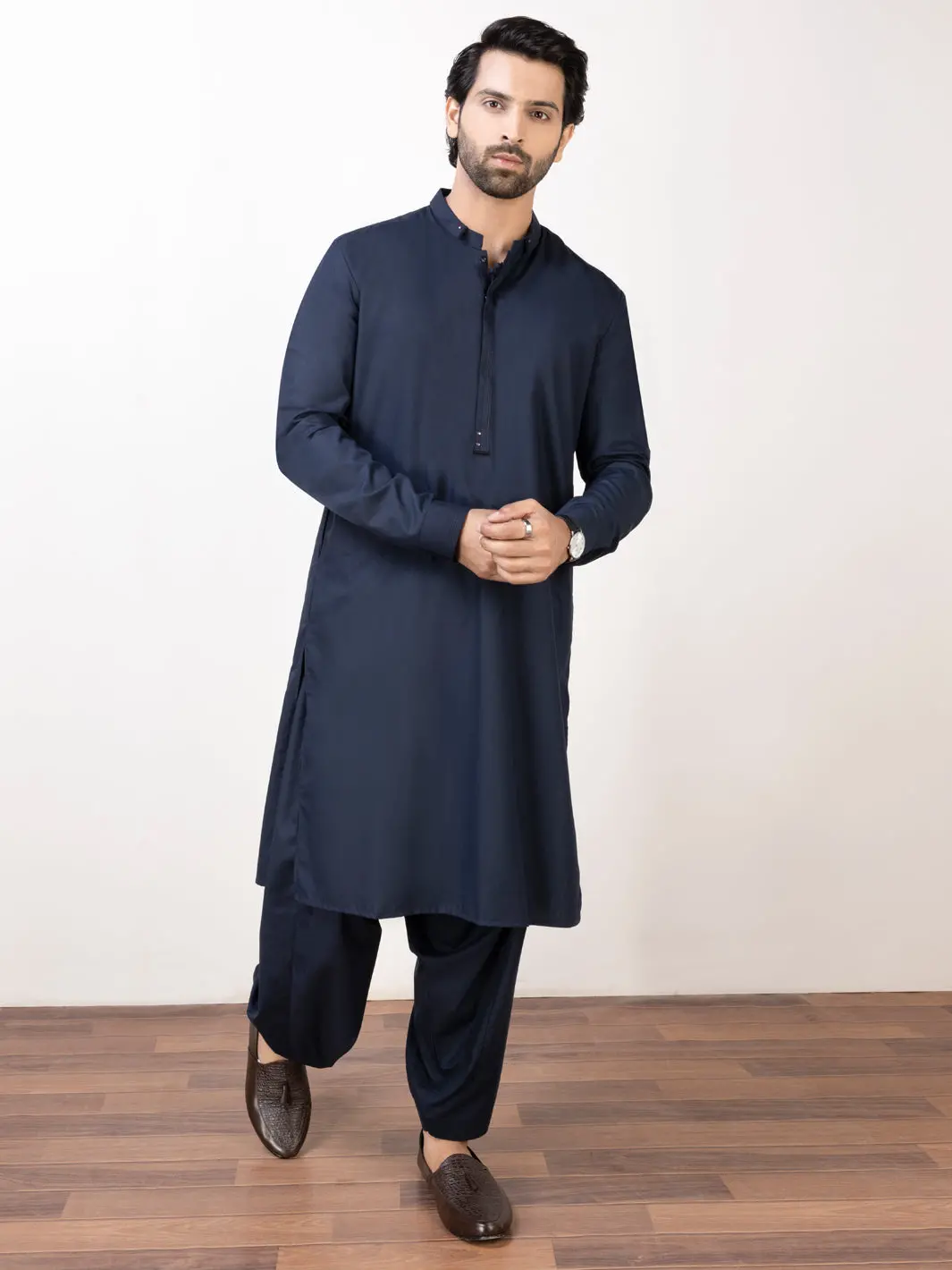 Dark Blue Kameez Shalwar - Al-Ks-2954A 1