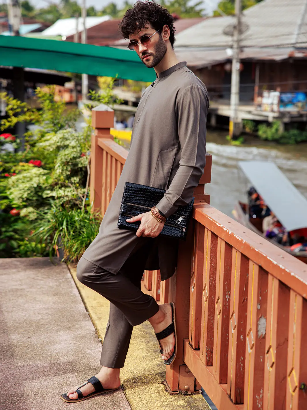 Brown Blended Kurta Trouser - Al-Kt-2971 1