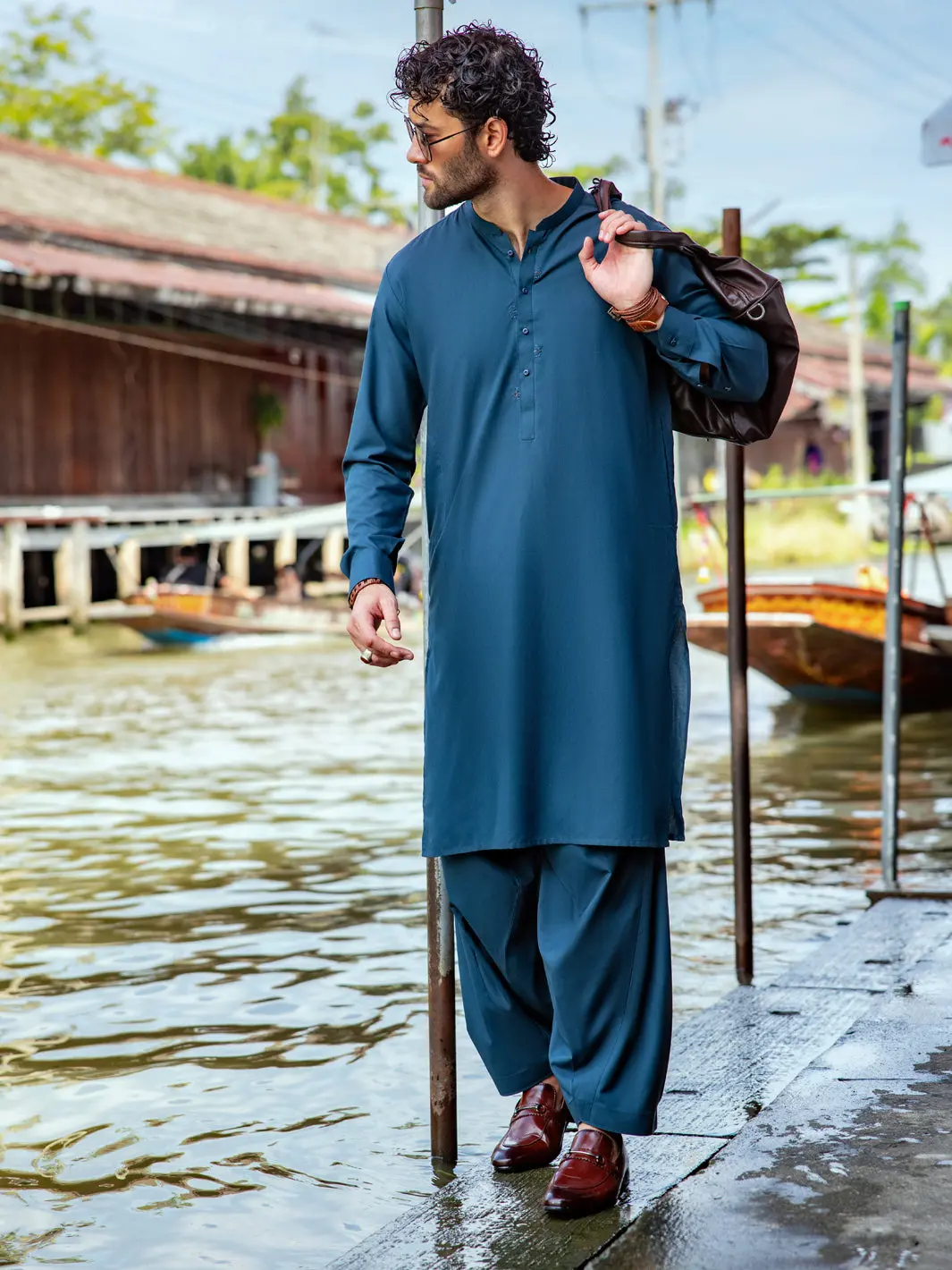 Green Blended Kameez Shalwar - Al-Ks-2973 1