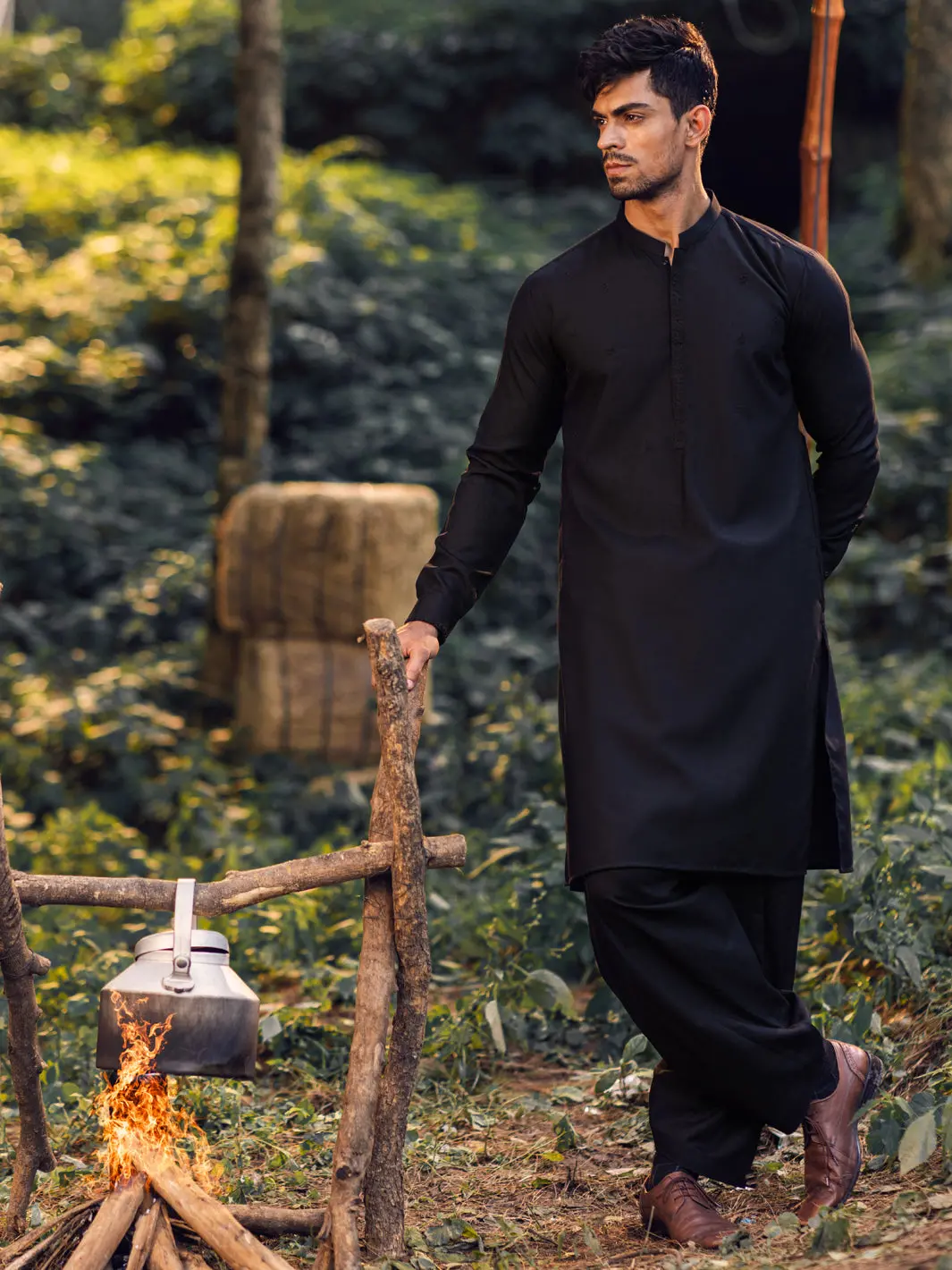 Black Kameez Shalwar - Al-Ks-2974 1