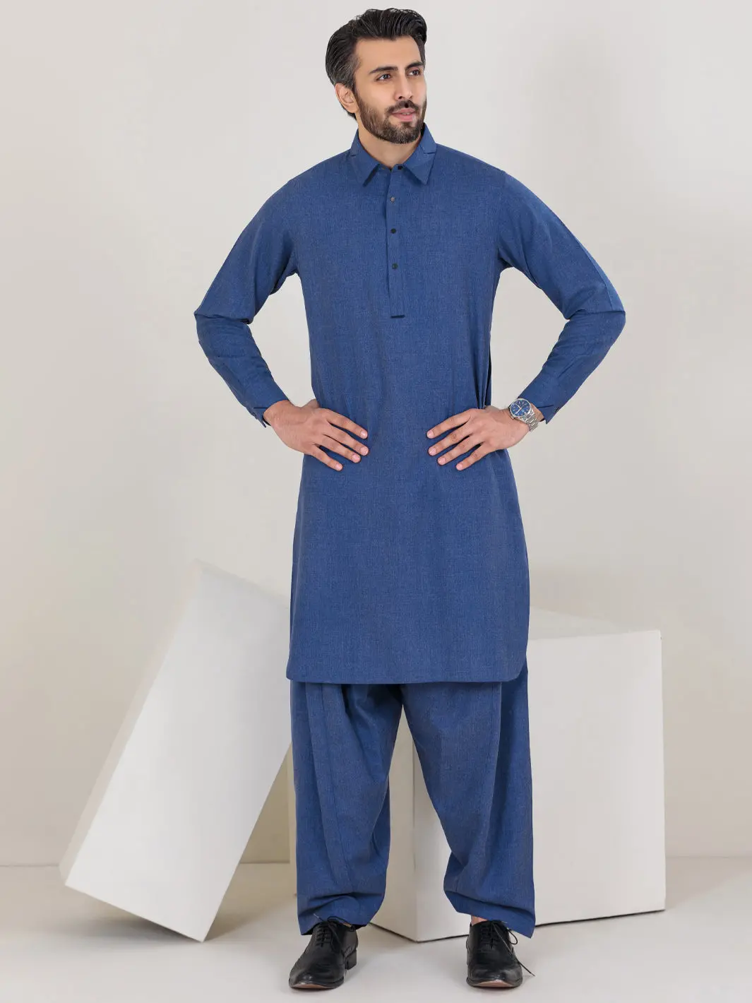 Blue Blended Kameez Shalwar - Alwa-Ks-297 1