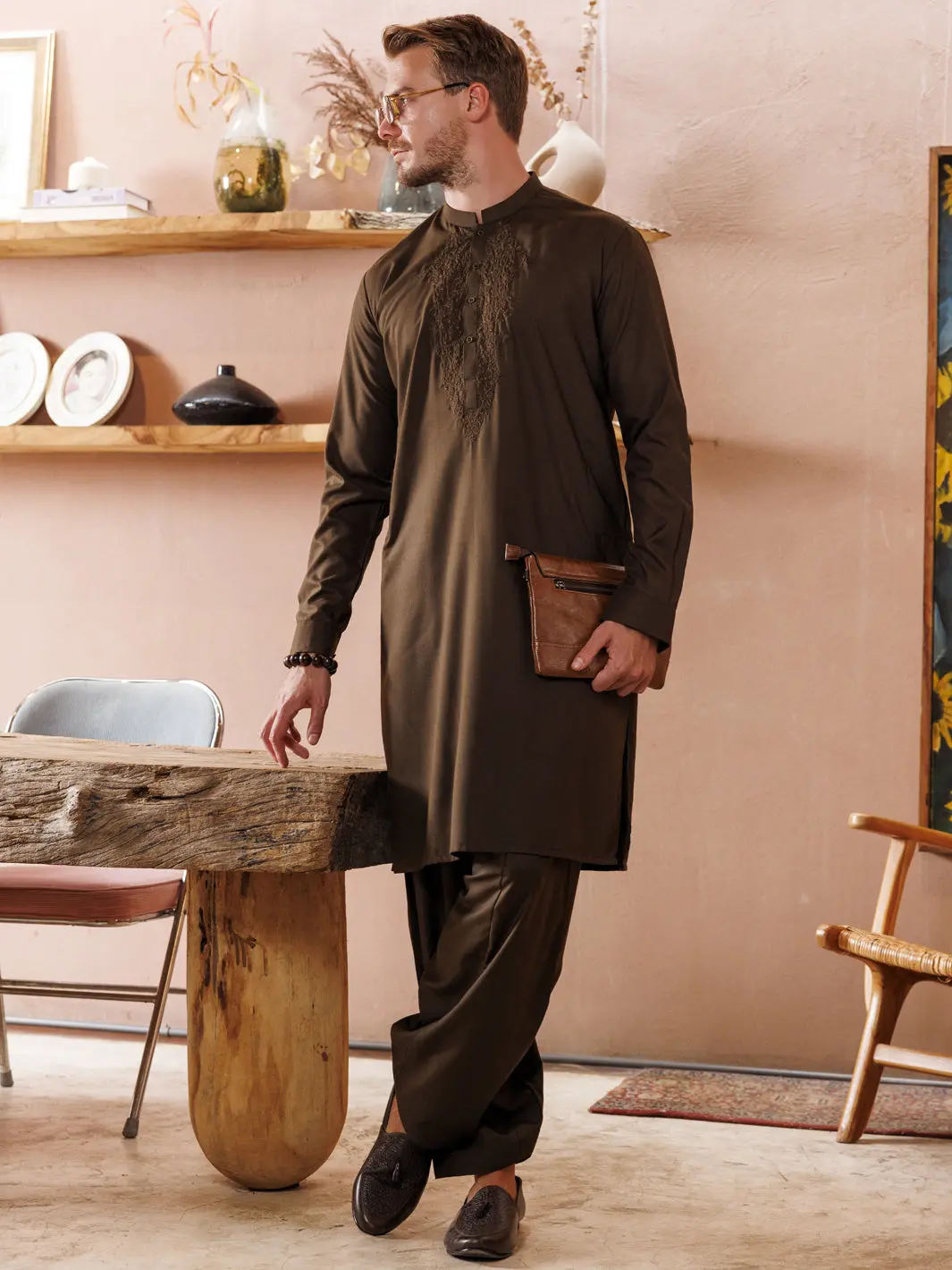 Green Blended Kameez Shalwar - Al-Ks-2985 1