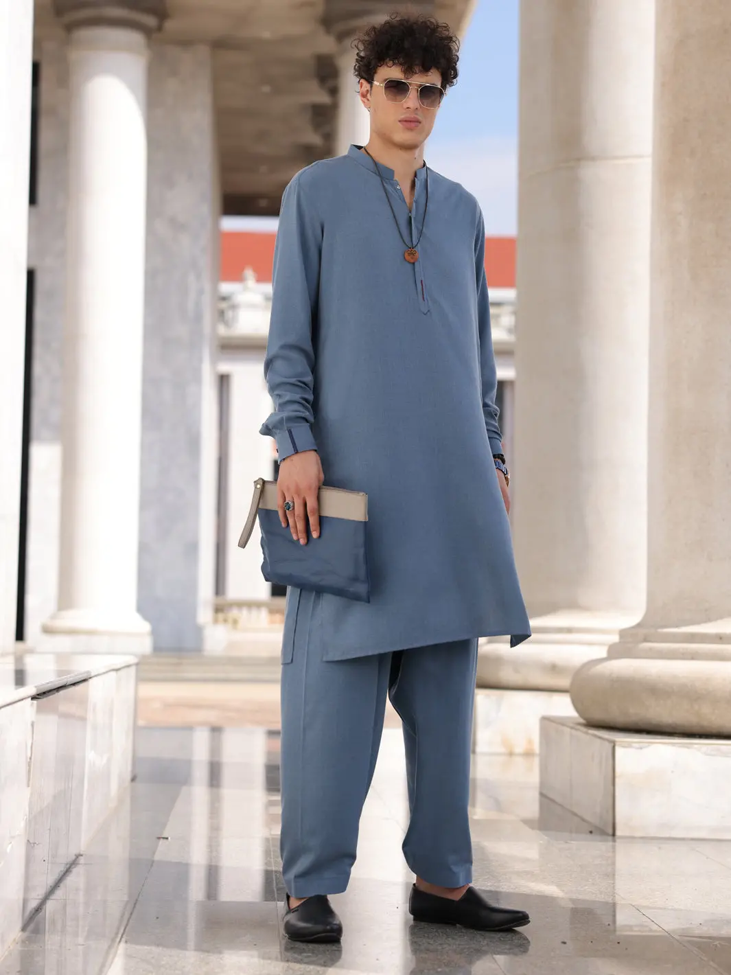 Blue Blended Kameez Shalwar - Al-Ks-2997 1