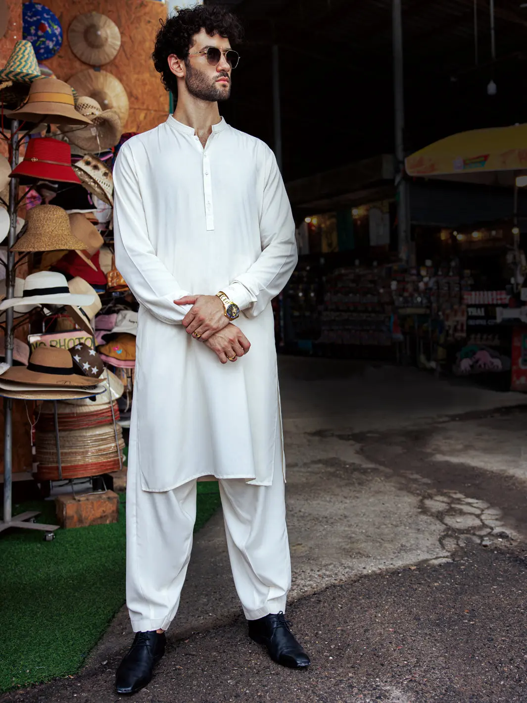 Off White Blended Kameez Shalwar - Al-Ks-2998 1