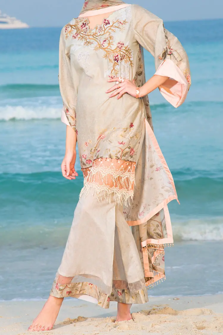 Beige 3Pc Unstitched - Alp-473 1