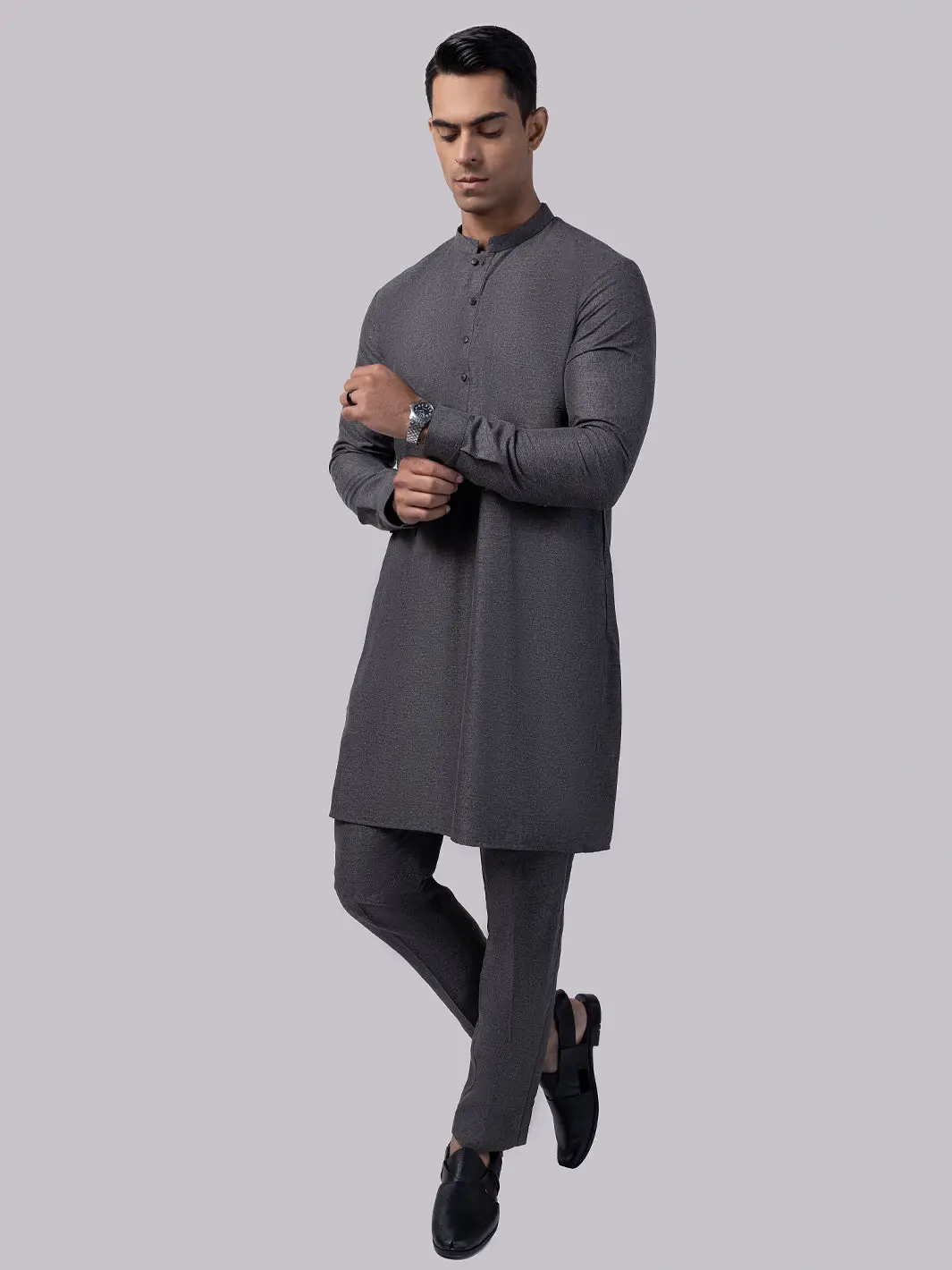 Charcoal Grey Kurta Trousers - Al-Kt-3009 1