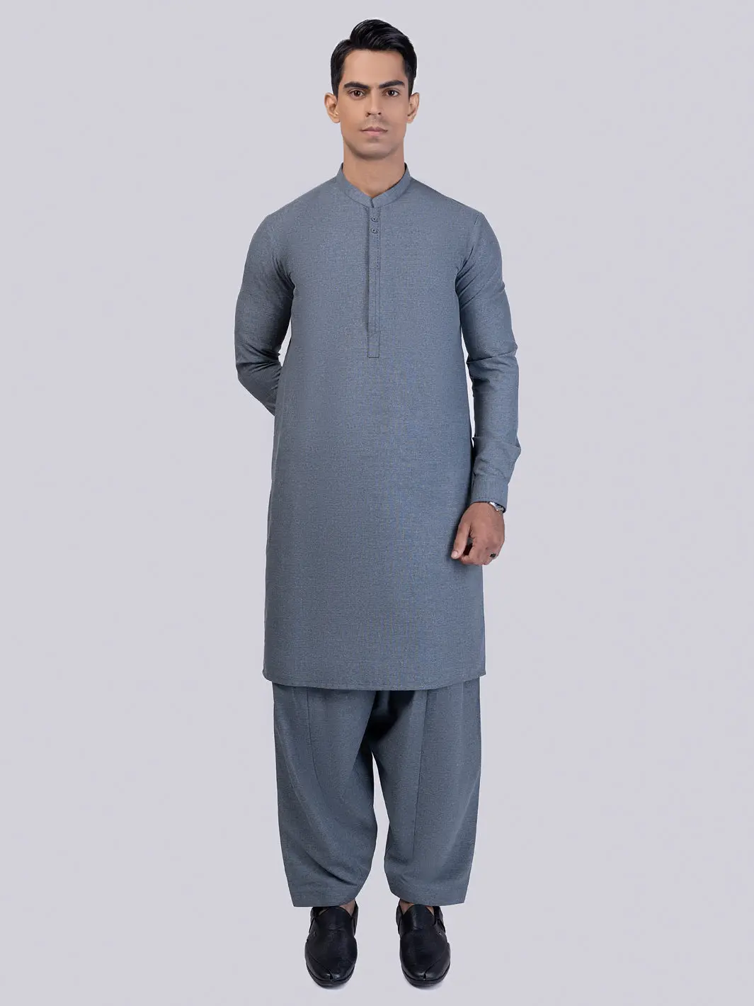 Grey Kameez Shalwar - Al-Ks-3014 1