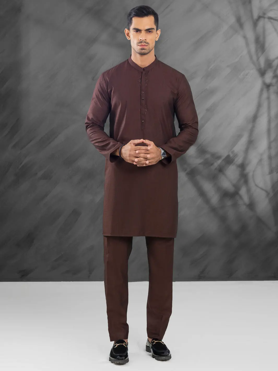 Dark Brown Blended Kurta Trouser - Al-Kt-3030 1