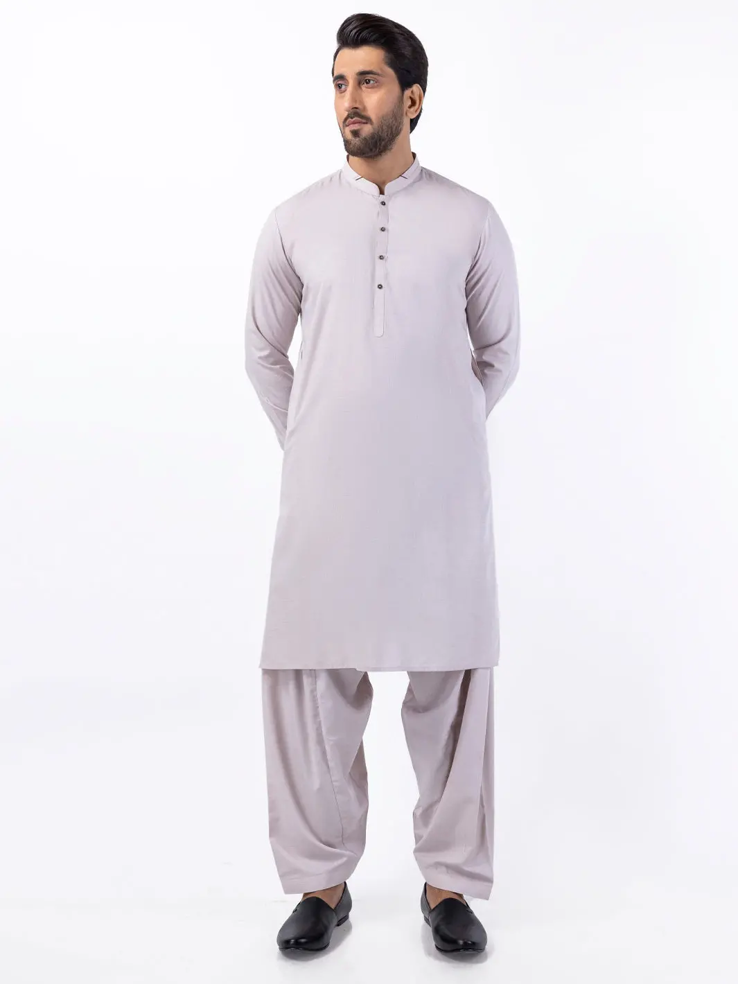 Beige Blended Kameez Shalwar - Al-Ks-3053B 1
