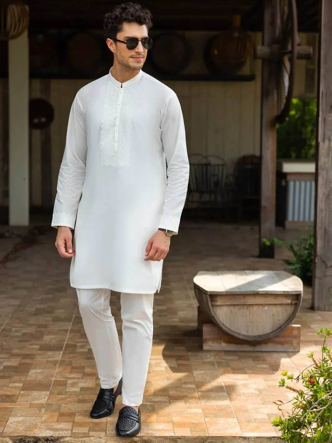 Off White Cotton Kurta Trouser - Al-Kt-3059 1