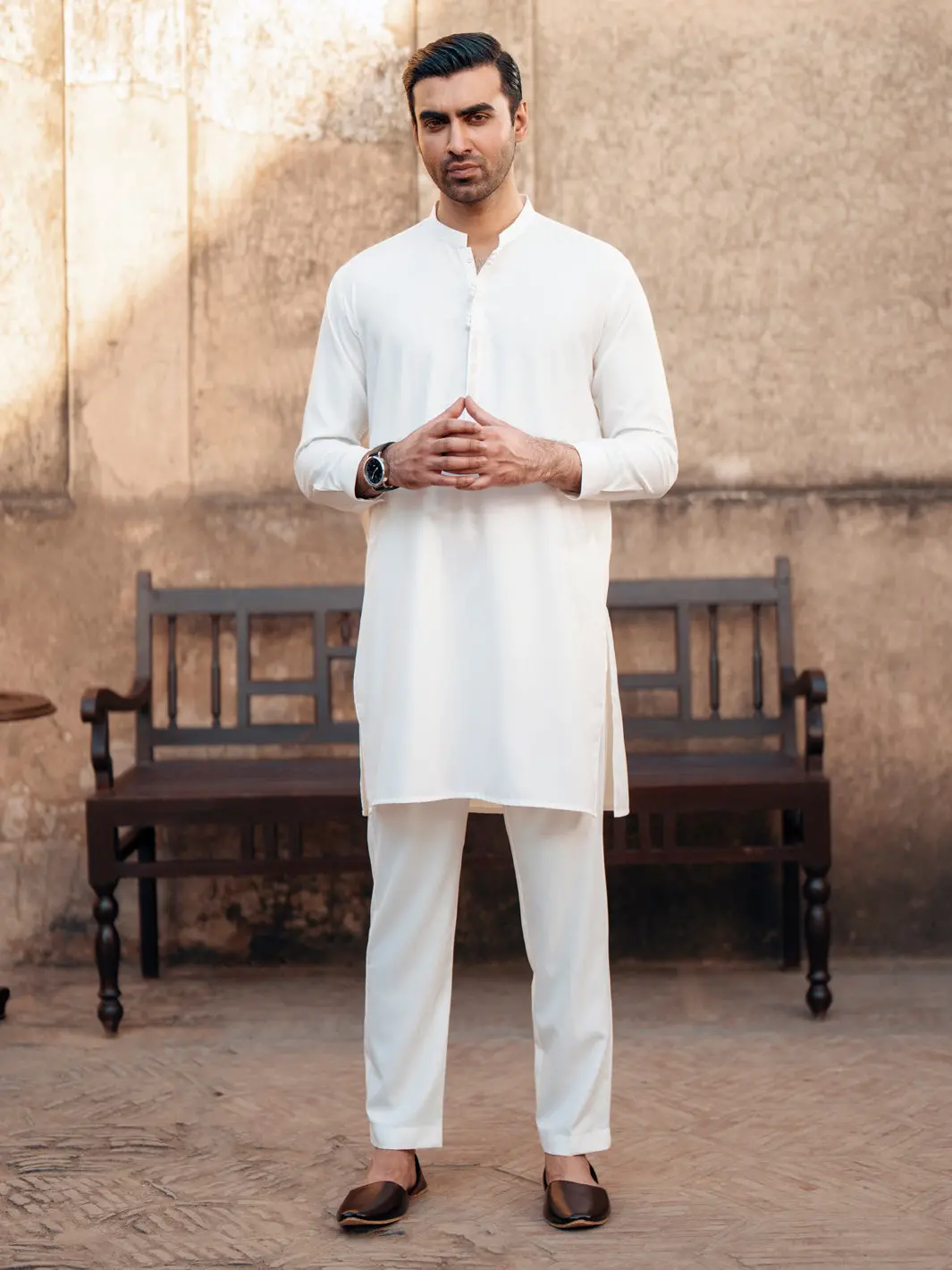 White Blended Kurta Trouser - Al-Kt-3062 1