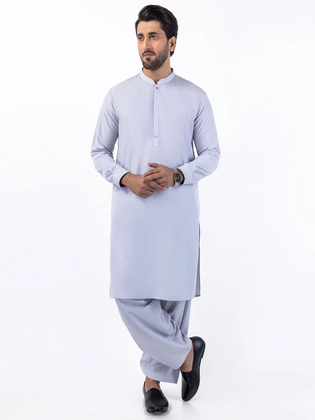 Ash Grey Blended Kameez Shalwar - Al-Ks-3063 1